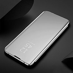 Funda de Cuero Cartera con Soporte Espejo Carcasa L01 para Apple iPhone 15 Pro Max Plata