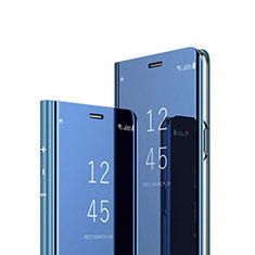 Funda de Cuero Cartera con Soporte Espejo Carcasa L01 para Huawei Y7p Azul