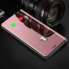 Funda de Cuero Cartera con Soporte Espejo Carcasa L01 para OnePlus 10T 5G Oro Rosa