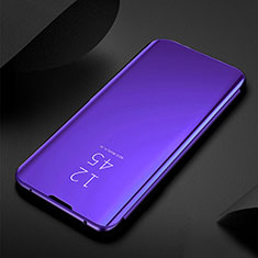 Funda de Cuero Cartera con Soporte Espejo Carcasa L01 para Oppo A16 Azul Real