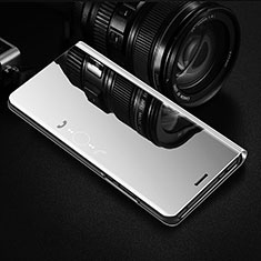 Funda de Cuero Cartera con Soporte Espejo Carcasa L01 para Oppo A74 4G Plata