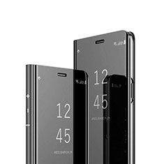 Funda de Cuero Cartera con Soporte Espejo Carcasa L01 para Oppo F15 Negro