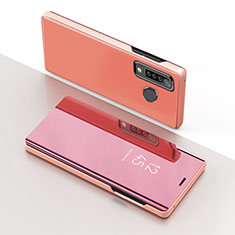 Funda de Cuero Cartera con Soporte Espejo Carcasa L01 para Samsung Galaxy A9s Oro Rosa