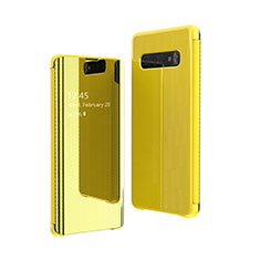 Funda de Cuero Cartera con Soporte Espejo Carcasa L01 para Samsung Galaxy S10 5G SM-G977B Amarillo