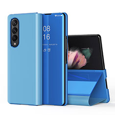 Funda de Cuero Cartera con Soporte Espejo Carcasa L01 para Samsung Galaxy Z Fold4 5G Azul