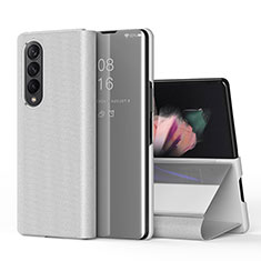 Funda de Cuero Cartera con Soporte Espejo Carcasa L01 para Samsung Galaxy Z Fold4 5G Plata