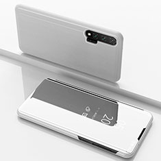 Funda de Cuero Cartera con Soporte Espejo Carcasa L02 para Huawei Nova 6 5G Plata