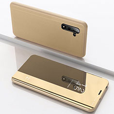 Funda de Cuero Cartera con Soporte Espejo Carcasa L02 para Samsung Galaxy Note 10 Oro