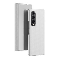 Funda de Cuero Cartera con Soporte Espejo Carcasa L02 para Samsung Galaxy Z Fold3 5G Plata