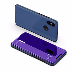 Funda de Cuero Cartera con Soporte Espejo Carcasa L02 para Xiaomi Mi Max 3 Azul