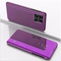 Funda de Cuero Cartera con Soporte Espejo Carcasa L04 para Samsung Galaxy A22s 5G Morado