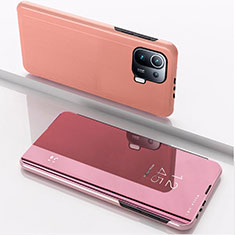 Funda de Cuero Cartera con Soporte Espejo Carcasa L04 para Xiaomi Mi 11 Pro 5G Oro Rosa