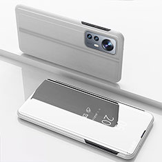 Funda de Cuero Cartera con Soporte Espejo Carcasa L04 para Xiaomi Mi 12S 5G Plata