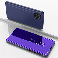 Funda de Cuero Cartera con Soporte Espejo Carcasa L05 para Samsung Galaxy F42 5G Morado