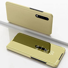 Funda de Cuero Cartera con Soporte Espejo Carcasa M01 para Samsung Galaxy A70S Oro