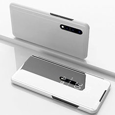 Funda de Cuero Cartera con Soporte Espejo Carcasa M01 para Samsung Galaxy A70S Plata