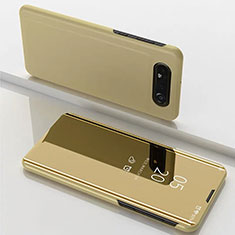 Funda de Cuero Cartera con Soporte Espejo Carcasa M01 para Samsung Galaxy A90 4G Oro