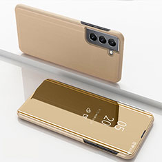 Funda de Cuero Cartera con Soporte Espejo Carcasa M01 para Samsung Galaxy S21 5G Oro