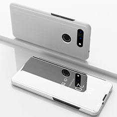 Funda de Cuero Cartera con Soporte Espejo Carcasa M03 para Huawei Honor V20 Plata