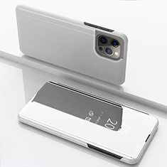 Funda de Cuero Cartera con Soporte Espejo Carcasa para Apple iPhone 13 Pro Max Plata