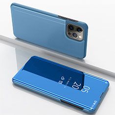 Funda de Cuero Cartera con Soporte Espejo Carcasa para Apple iPhone 16 Pro Azul