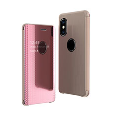 Funda de Cuero Cartera con Soporte Espejo Carcasa para Apple iPhone X Oro Rosa