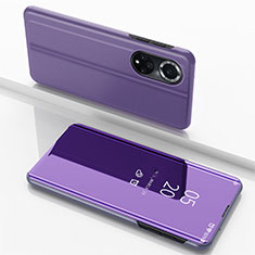 Funda de Cuero Cartera con Soporte Espejo Carcasa para Huawei Honor 50 5G Purpura Claro