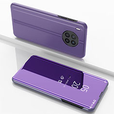 Funda de Cuero Cartera con Soporte Espejo Carcasa para Huawei Honor 50 Lite Purpura Claro