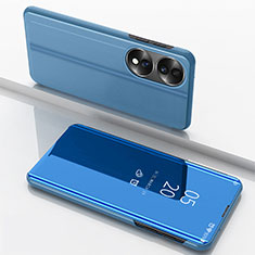 Funda de Cuero Cartera con Soporte Espejo Carcasa para Huawei Honor 70 5G Azul