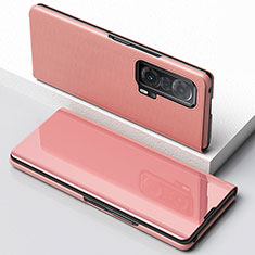 Funda de Cuero Cartera con Soporte Espejo Carcasa para Huawei Honor Magic V 5G Oro Rosa