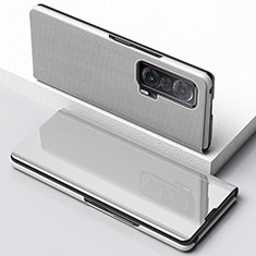 Funda de Cuero Cartera con Soporte Espejo Carcasa para Huawei Honor Magic V 5G Plata