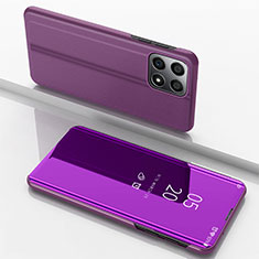 Funda de Cuero Cartera con Soporte Espejo Carcasa para Huawei Honor X6S Morado