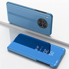 Funda de Cuero Cartera con Soporte Espejo Carcasa para Huawei Nova 8i Azul