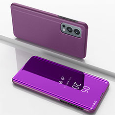 Funda de Cuero Cartera con Soporte Espejo Carcasa para OnePlus Nord 2 5G Morado