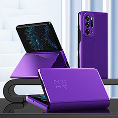 Funda de Cuero Cartera con Soporte Espejo Carcasa para Oppo Find N 5G Morado