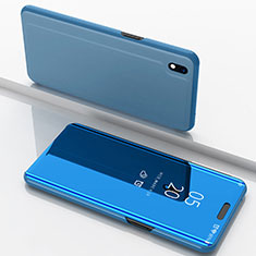 Funda de Cuero Cartera con Soporte Espejo Carcasa para Samsung Galaxy A10 Azul