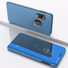 Funda de Cuero Cartera con Soporte Espejo Carcasa para Samsung Galaxy A10s Azul