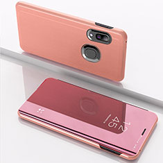 Funda de Cuero Cartera con Soporte Espejo Carcasa para Samsung Galaxy A10s Oro Rosa