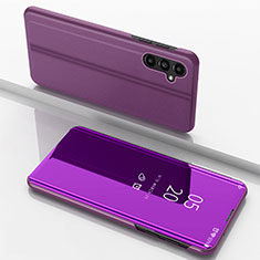 Funda de Cuero Cartera con Soporte Espejo Carcasa para Samsung Galaxy A14 4G Morado