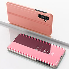 Funda de Cuero Cartera con Soporte Espejo Carcasa para Samsung Galaxy A14 5G Oro Rosa