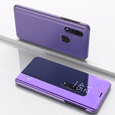 Funda de Cuero Cartera con Soporte Espejo Carcasa para Samsung Galaxy A30 Morado