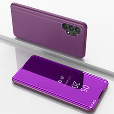 Funda de Cuero Cartera con Soporte Espejo Carcasa para Samsung Galaxy A32 4G Purpura Claro