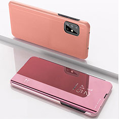 Funda de Cuero Cartera con Soporte Espejo Carcasa para Samsung Galaxy A71 5G Oro Rosa
