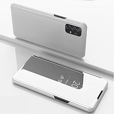 Funda de Cuero Cartera con Soporte Espejo Carcasa para Samsung Galaxy A72 4G Plata