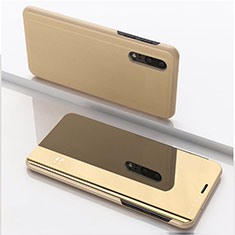 Funda de Cuero Cartera con Soporte Espejo Carcasa para Samsung Galaxy M10 Oro