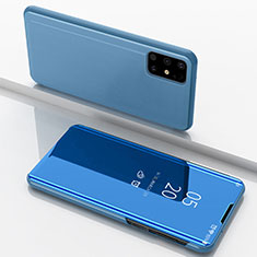 Funda de Cuero Cartera con Soporte Espejo Carcasa para Samsung Galaxy M51 Azul