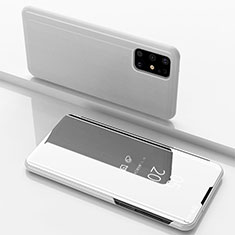 Funda de Cuero Cartera con Soporte Espejo Carcasa para Samsung Galaxy M51 Plata