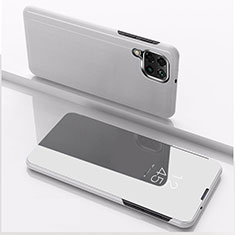 Funda de Cuero Cartera con Soporte Espejo Carcasa para Samsung Galaxy M53 5G Plata