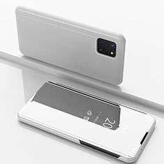 Funda de Cuero Cartera con Soporte Espejo Carcasa para Samsung Galaxy M60s Plata