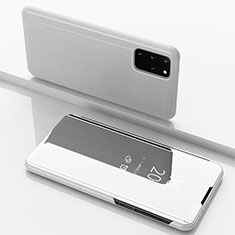 Funda de Cuero Cartera con Soporte Espejo Carcasa para Samsung Galaxy S20 Plus 5G Plata